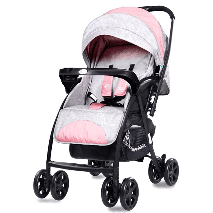 R For Rabbit Sugar Pop Baby Stroller - 3 Position Seat Recline, Easy One Hand Fold, Reversible Handle, UV Resistant Sun Conopy