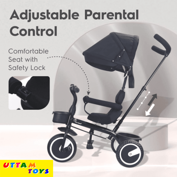 R For Rabbit Tiny Toes T30 Ace Tricycle - 3 in 1, Adjustable Parental Control & Canopy, Front & Rear Basket