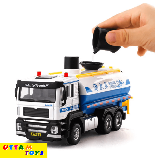 Uttam Toys Water Spray Truck With Flashing Lights & Realistic Sounds Pull Back Die Cast