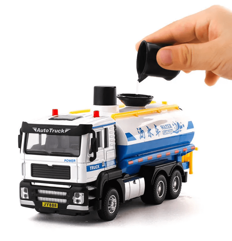 Uttam Toys Water Spray Truck With Flashing Lights & Realistic Sounds Pull Back Die Cast