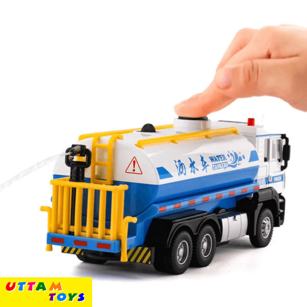 Uttam Toys Water Spray Truck With Flashing Lights & Realistic Sounds Pull Back Die Cast