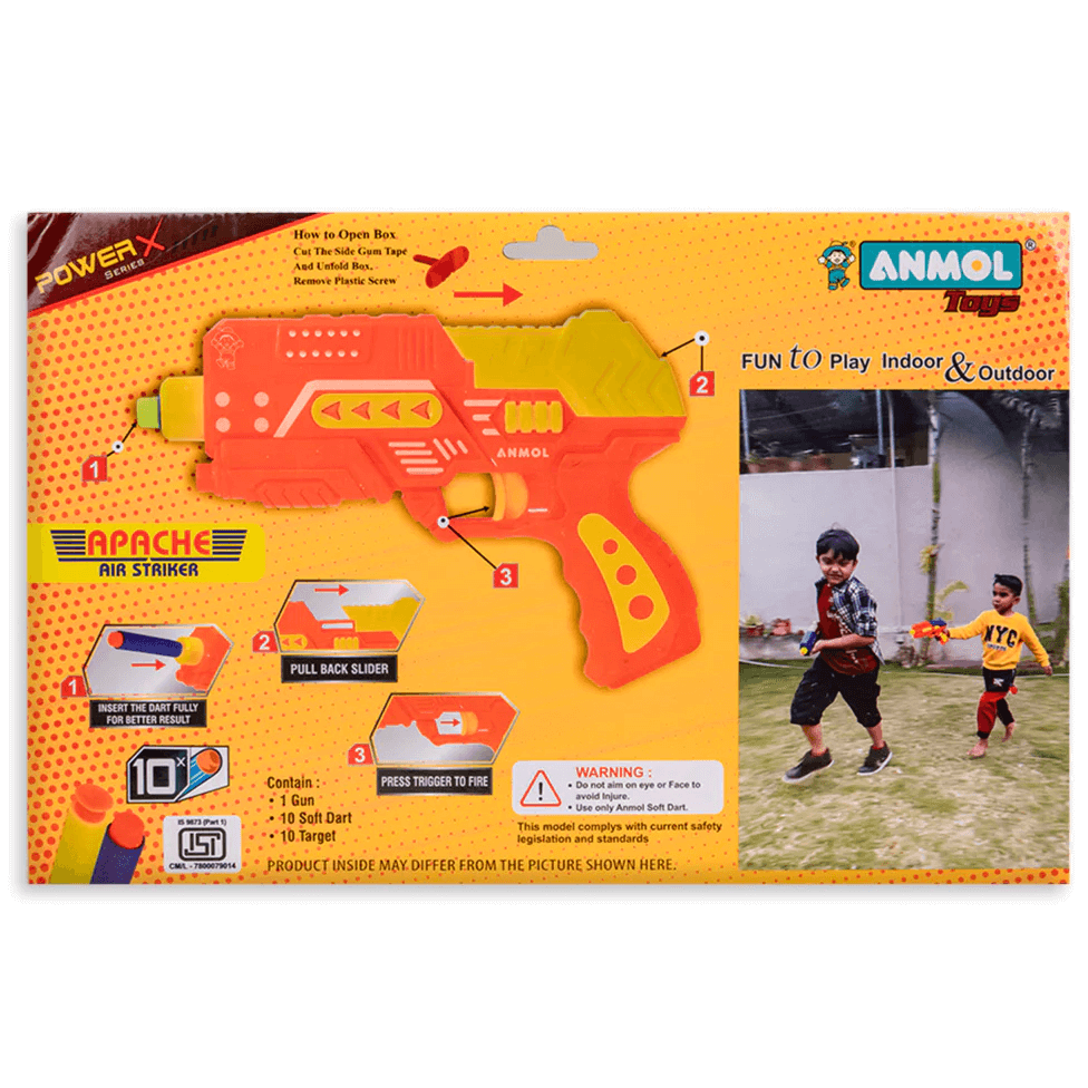 Anmol Toys Apache Air Striker Soft Blaster with 10 Darts