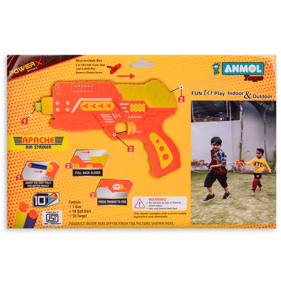 Anmol Toys Apache Air Striker Soft Blaster with 10 Darts
