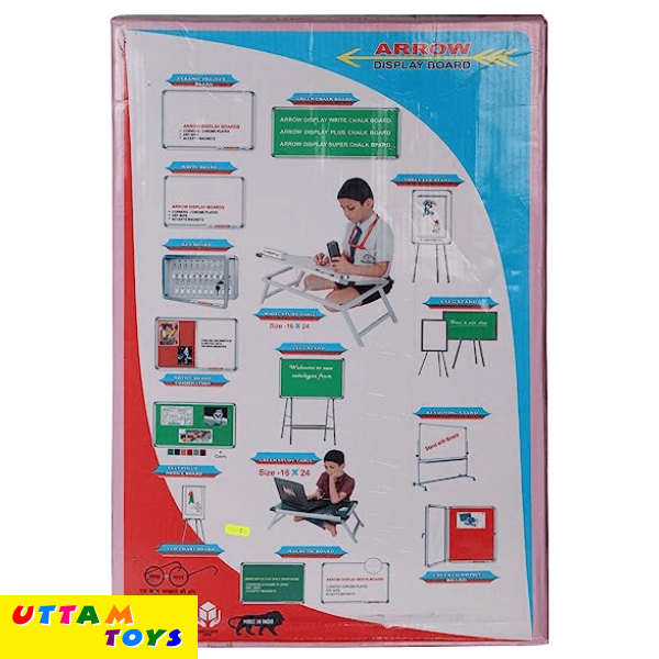 Arrow Multipurpose Foldable White Display Board Kids Metal Study Table (White)