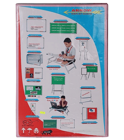 Arrow Multipurpose Foldable White Display Board Kids Metal Study Table (White)
