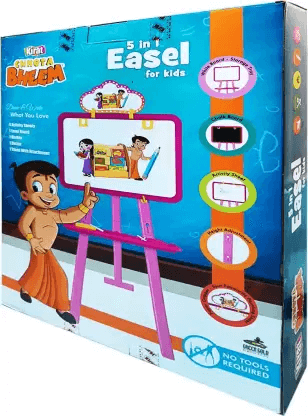 Kirat Chhota Bheem 5 in 1 Easel Board for Kids (Yellow & Blue)