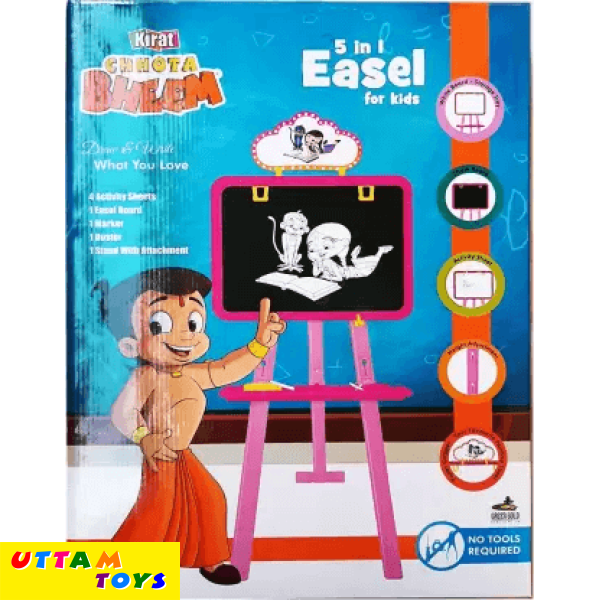 Kirat Chhota Bheem 5 in 1 Easel Board for Kids (Yellow & Blue)