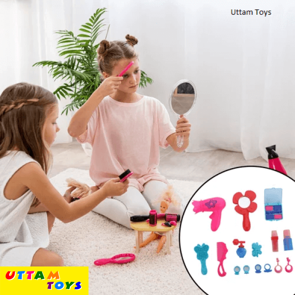 Fashion Beauty Set (Portable Kids Pretend Play Hair Dryer Makeup Toy Set)