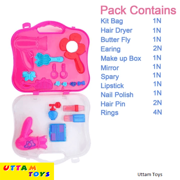 Fashion Beauty Set (Portable Kids Pretend Play Hair Dryer Makeup Toy Set)