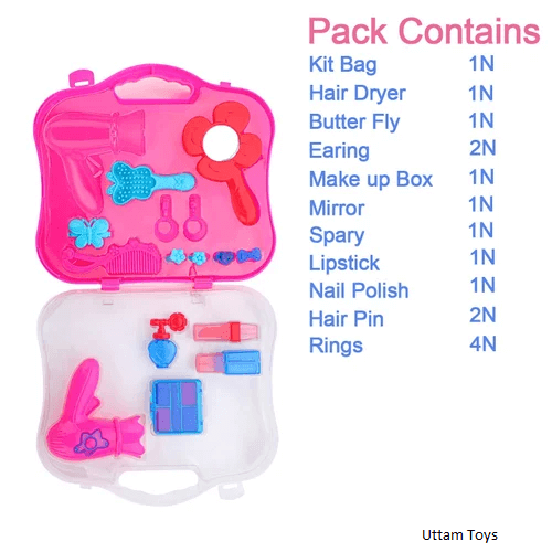 Fashion Beauty Set (Portable Kids Pretend Play Hair Dryer Makeup Toy Set)
