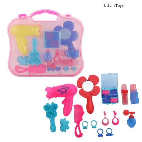 Fashion Beauty Set (Portable Kids Pretend Play Hair Dryer Makeup Toy Set)