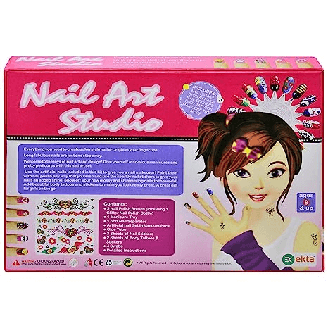 Ekta Nail Art Studio | Creative Gifts for Girls | Perfect Gift for Girls | Kids Nail Polish KIT with Accessories Multicolor