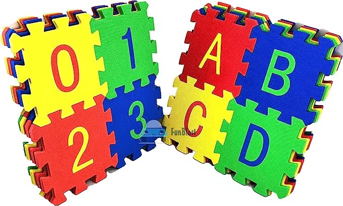 Eva Puzzle Foam Mat for Kids, Interlocking Learning Alphabet and Number Mat for Kids - Multicolor (36 Pcs