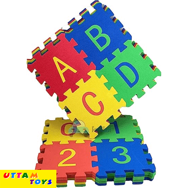 Eva Puzzle Foam Mat for Kids, Interlocking Learning Alphabet and Number Mat for Kids - Multicolor (36 Pcs
