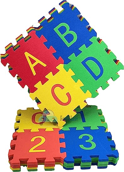 Eva Puzzle Foam Mat for Kids, Interlocking Learning Alphabet and Number Mat for Kids - Multicolor (36 Pcs