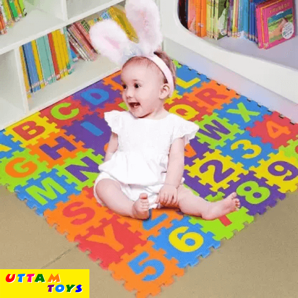 Eva Puzzle Foam Mat for Kids, Interlocking Learning Alphabet and Number Mat for Kids - Multicolor (36 Pcs
