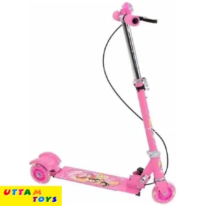 3 Wheel Foldable Scooter Cycle With Height Adjustment And Led Light On Wheel - Pink
