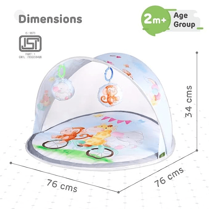 R for Rabbit First Play Safari Baby Play Gym, Activity Play Gym Mat, Portable Playmat with Soft Hanging Toys for 2+ Month Babies, Infant, Toddlers