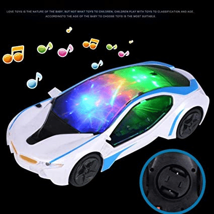 Funny Toys Battery Operated Light & Sound Car Sports Car Bump & Go Car 3D Light Musical Racing Car