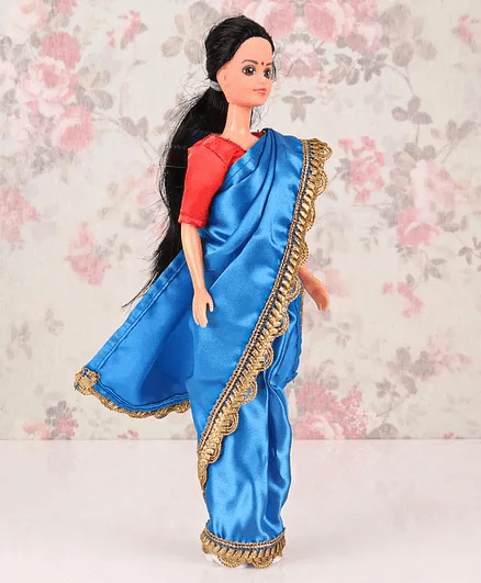 Funskool My Mia Doll with Black Hair in Traditional Blue Indian Sari - Height 29.5 cm