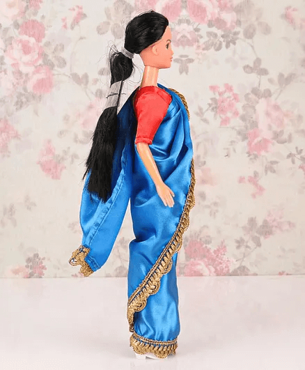 Funskool My Mia Doll with Black Hair in Traditional Blue Indian Sari - Height 29.5 cm