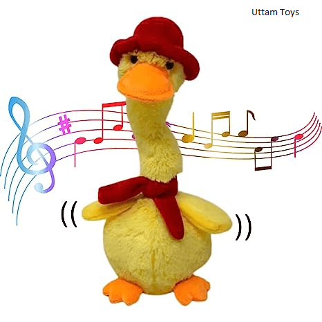 FunZoo Toy Talking Doll & Duck Baby Toys for Kids Dancing Doll Toys Can Sing Wriggle & Singing Recording Repeat What You Say Funny Education Toys for Children Playing (Dancing Duck (30 CM), Yellow
