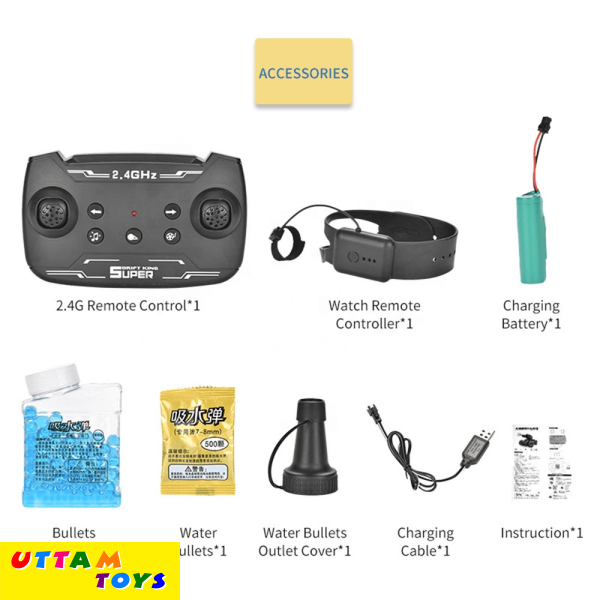 Uttam Toys Rc Car Water Bomb Remote Control Car Gesture Sensing RC Stunt Car 2.4GHz with 180° Rotating Shooting & 360° Rotating Tank