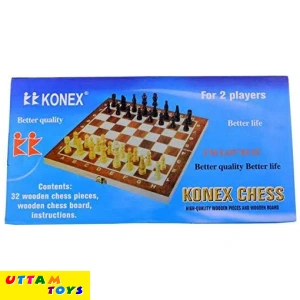Konex Wooden Chess Board with 32 Pawns Coins