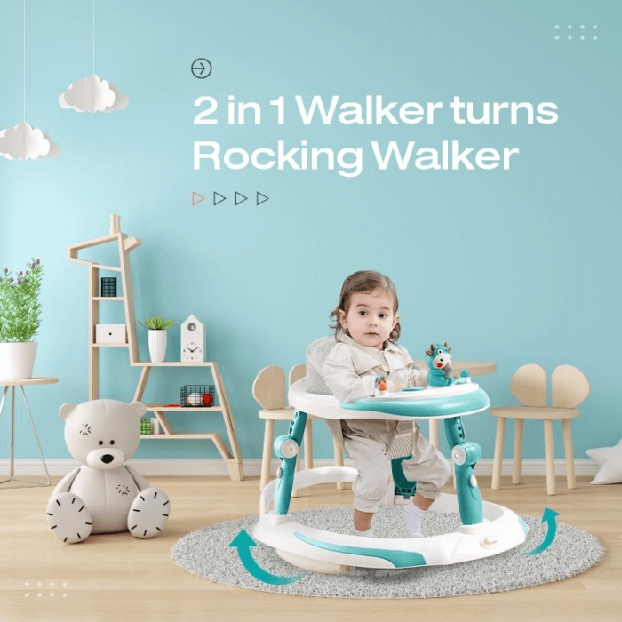R For Rabbit Little Feet Plus Walker - Detachable Toy Bar/Meal Tray With Music & Light, 3 Level Height/4 Level Seat Adjustment