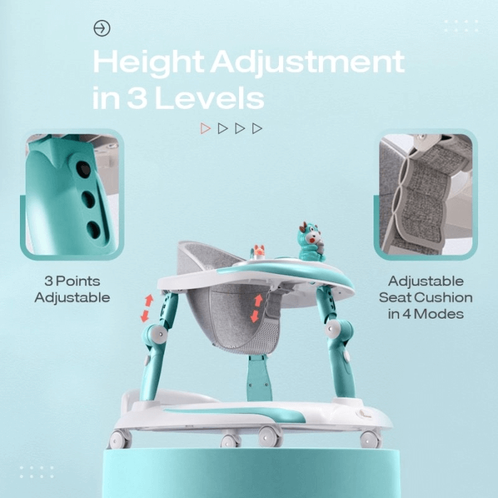 R For Rabbit Little Feet Plus Walker - Detachable Toy Bar/Meal Tray With Music & Light, 3 Level Height/4 Level Seat Adjustment