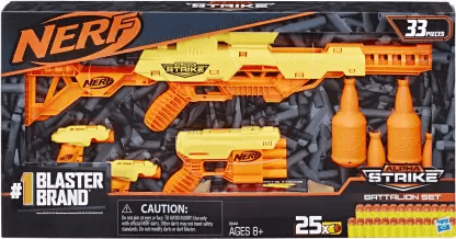 Nerf Alpha Strike Battalion Set, Multi-Pack,Easy Load-Prime, best gift,Incl. 25 Darts Guns & Darts