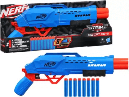 Nerf Alpha Strike Big Cat DB-2 Blaster, Fires 2 Darts in a Row, Incl. 8 Darts, for 8+ Guns & Darts
