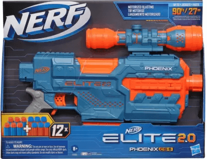 Nerf Elite 2.0 Phoenix CS-6 Motorized Blaster,6-Dart Clip,Scope,Incl. 12 Darts,for 8+ Guns & Darts