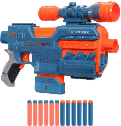 Nerf Elite 2.0 Phoenix CS-6 Motorized Blaster,6-Dart Clip,Scope,Incl. 12 Darts,for 8+ Guns & Darts