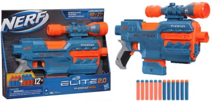 Nerf Elite 2.0 Phoenix CS-6 Motorized Blaster,6-Dart Clip,Scope,Incl. 12 Darts,for 8+ Guns & Darts