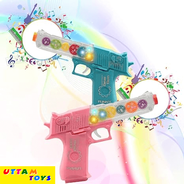 Sms Electric Gear Transparent Gun Toy I Flashing Light & Sound Concept Gun Toy with Music
