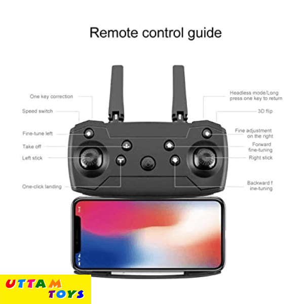 Poldable Drone DM97 Foldable Drone 360degree Eversion, 6 Channel R/C Series,6 Axis RC Quadcopter Altitude Hold, LED Light 2.4GHz , Drone with 4K Live Video , FPV Long Live 2 Battery.