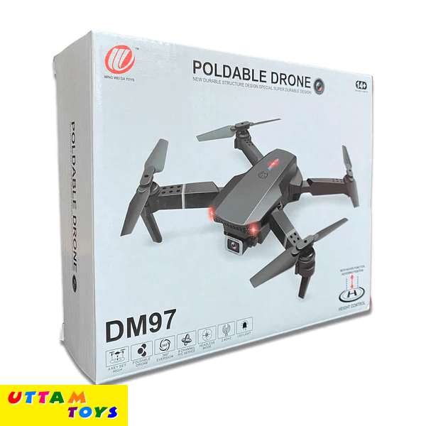 Poldable Drone DM97 Foldable Drone 360degree Eversion, 6 Channel R/C Series,6 Axis RC Quadcopter Altitude Hold, LED Light 2.4GHz , Drone with 4K Live Video , FPV Long Live 2 Battery.