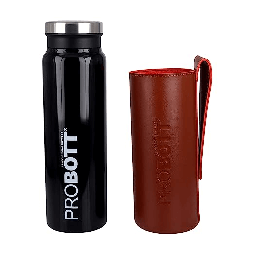 Probott Carry Vacuum Flask Color Covert Black, Hot and Cold Water Bottle with Carry Bag - Capacity 750 ml