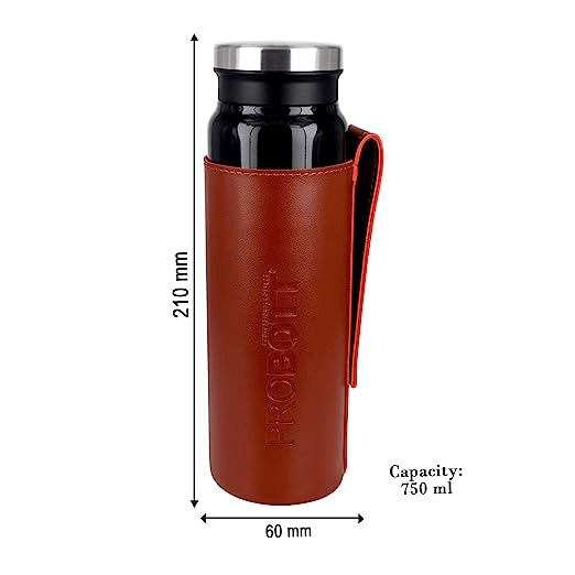 Probott Carry Vacuum Flask Color Covert Black, Hot and Cold Water Bottle with Carry Bag - Capacity 750 ml