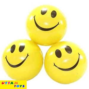 Smiley Face Squeeze Ball Yellow Ball Stress Reliver Ball - 12 Pcs