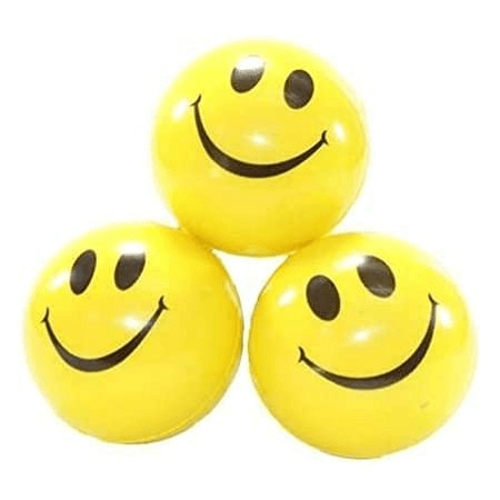 Smiley Face Squeeze Ball Yellow Ball Stress Reliver Ball - 12 Pcs