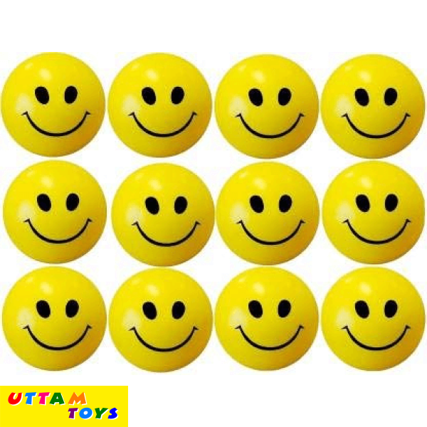 Smiley Face Squeeze Ball Yellow Ball Stress Reliver Ball - 12 Pcs