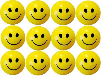 Smiley Face Squeeze Ball Yellow Ball Stress Reliver Ball - 12 Pcs