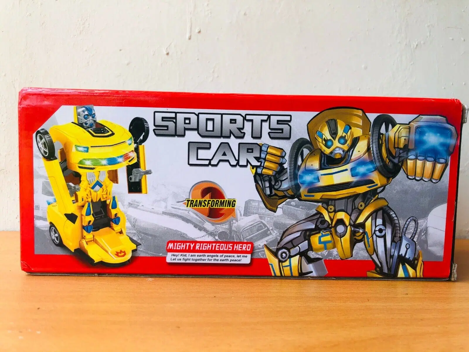Uttam Toys Robot To Car Converting Transformer Toy with Light and Sound for Kids (Yellow)