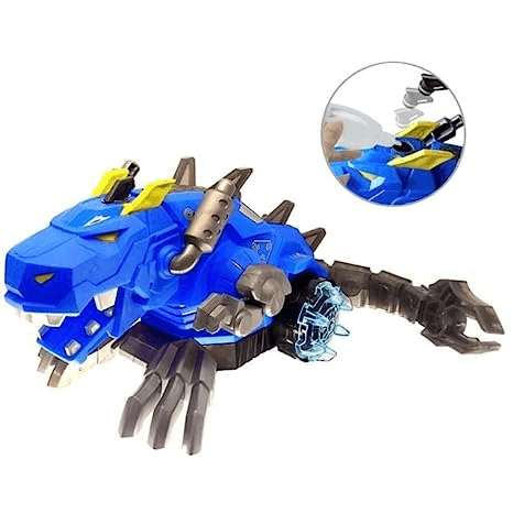 Mechanical Walking Dragon Dinosaur Toy with Fire Breathing Water Spray Mist Red Light Function & Realistic Sounds - Blue