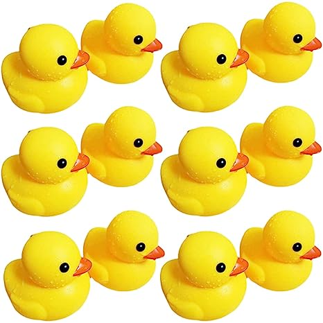 12 Pcs Mini Rubber Ducks and 12 Pcs Rubber Frogs Squeak and Float Mini Ducks  Rubber