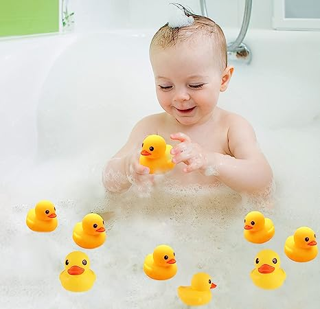 Rubber Ducks Squeak & Float Ducky Baby Shower Pool Toy for Toddlers -12 Pcs Yellow