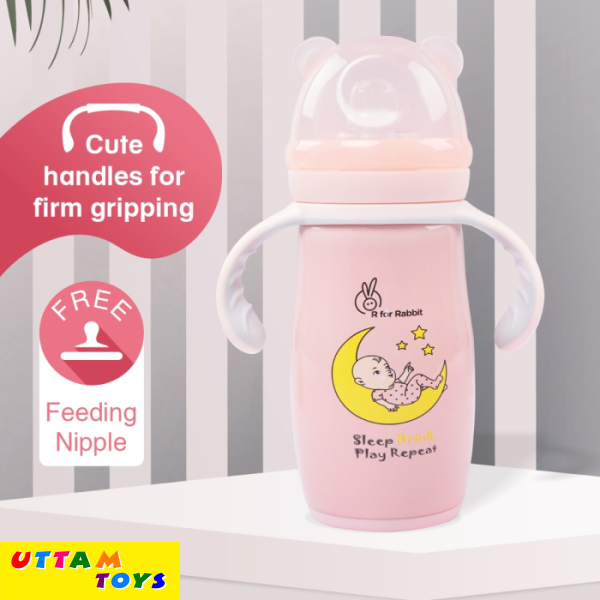 R For Rabbit Steebo Crescent SS Baby Spout Sipper 240 ML (Pink)