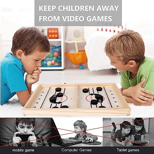 Uttam Toys String Hockey Table Board Game | Fast Sling Puck Board Game for Kids and Adults